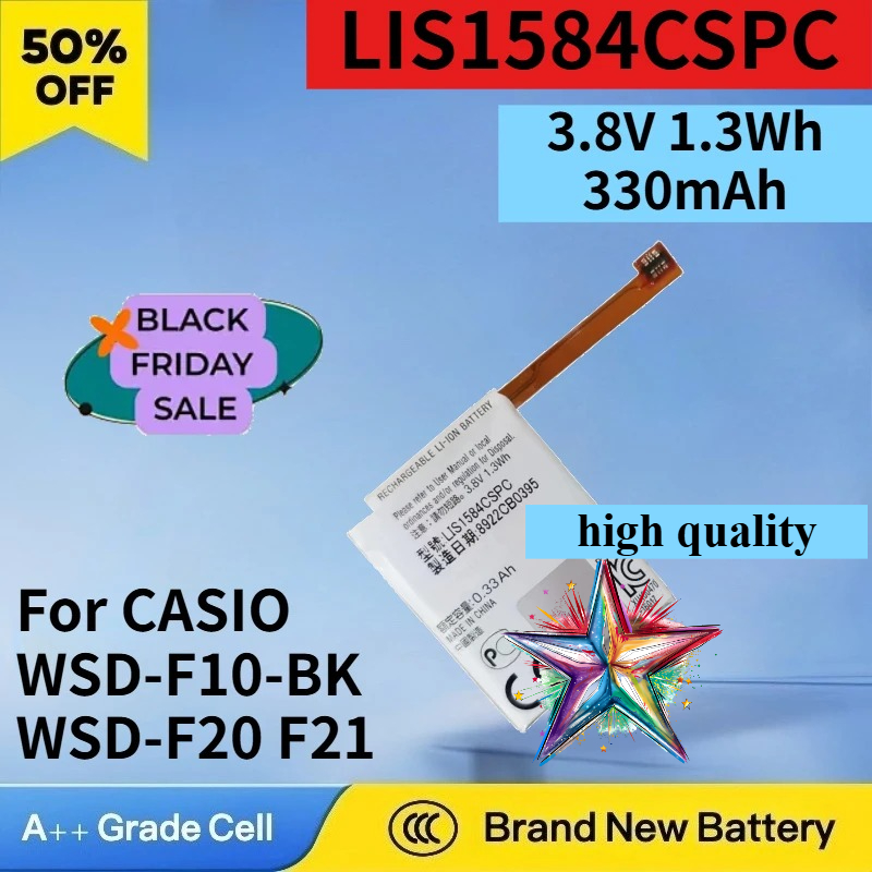 Casio Watches Smartwatch - 3.8V 1.3Wh LIS1584CSPC バッテリー CASIO WSD-F10-BK/GN/RD/RG
