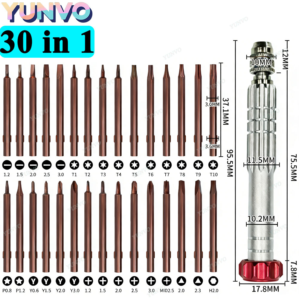 Watchmaker Screwdriver - 30 in 1 磁気精密ドライバーセット、S2スチールビット、iPhone Android用電話時計メガネ修理ツールキット