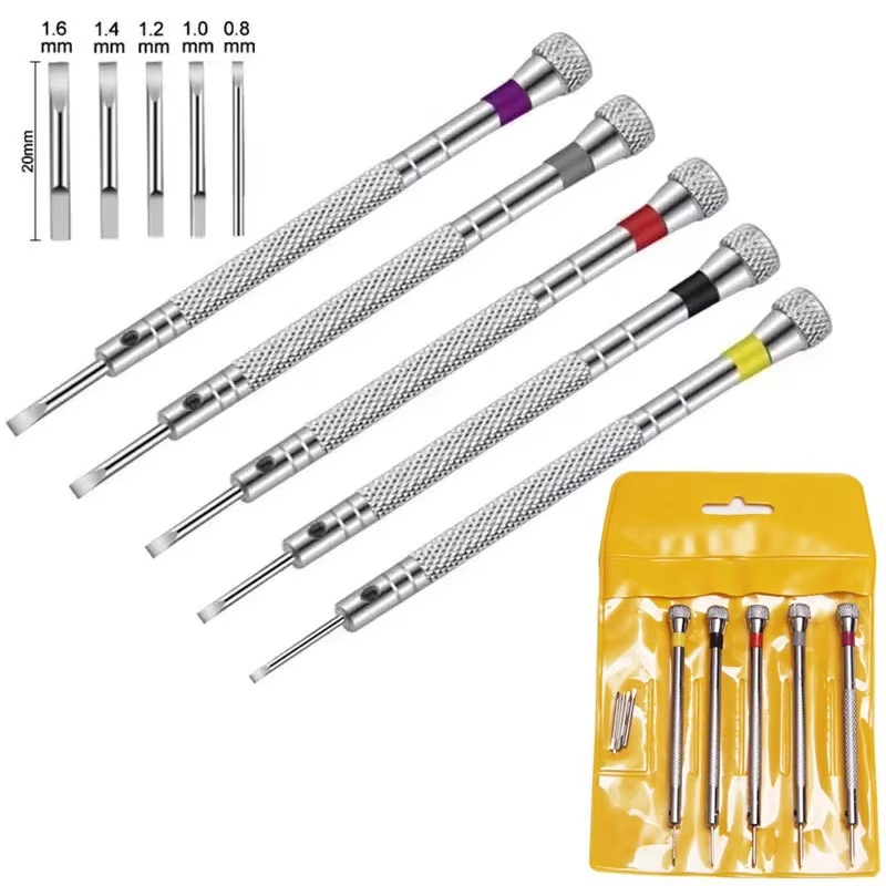 Watchmaker Screwdriver - 0.8-1.6 ミリメートル鋼製ドライバー時計修理用ポータブル時計ツールバンド取り外しミニリンクピン付き時計屋ツール 5 ピース/セット
