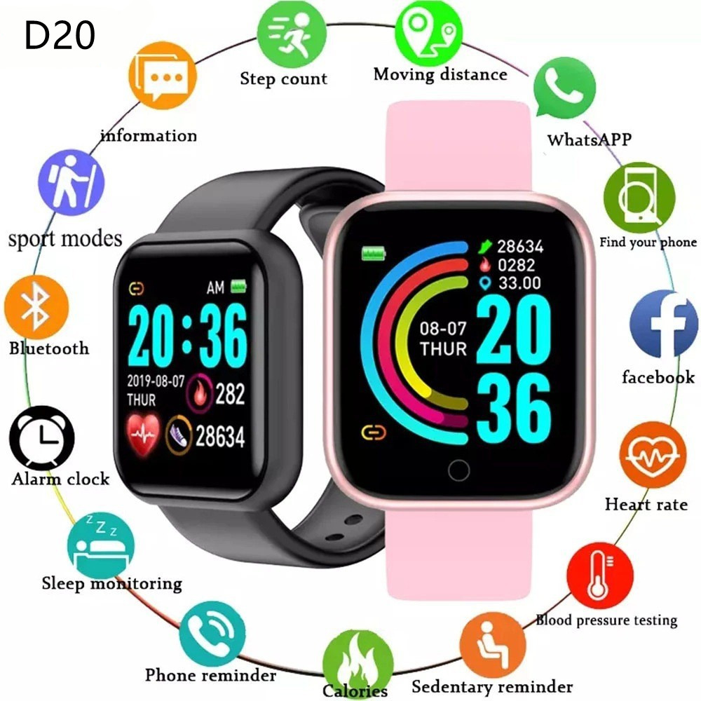 Watch Smart Y68 - AndroidおよびIOS用のコネクテッドウォッチd20,電子ブレスレット,防水,ip67
