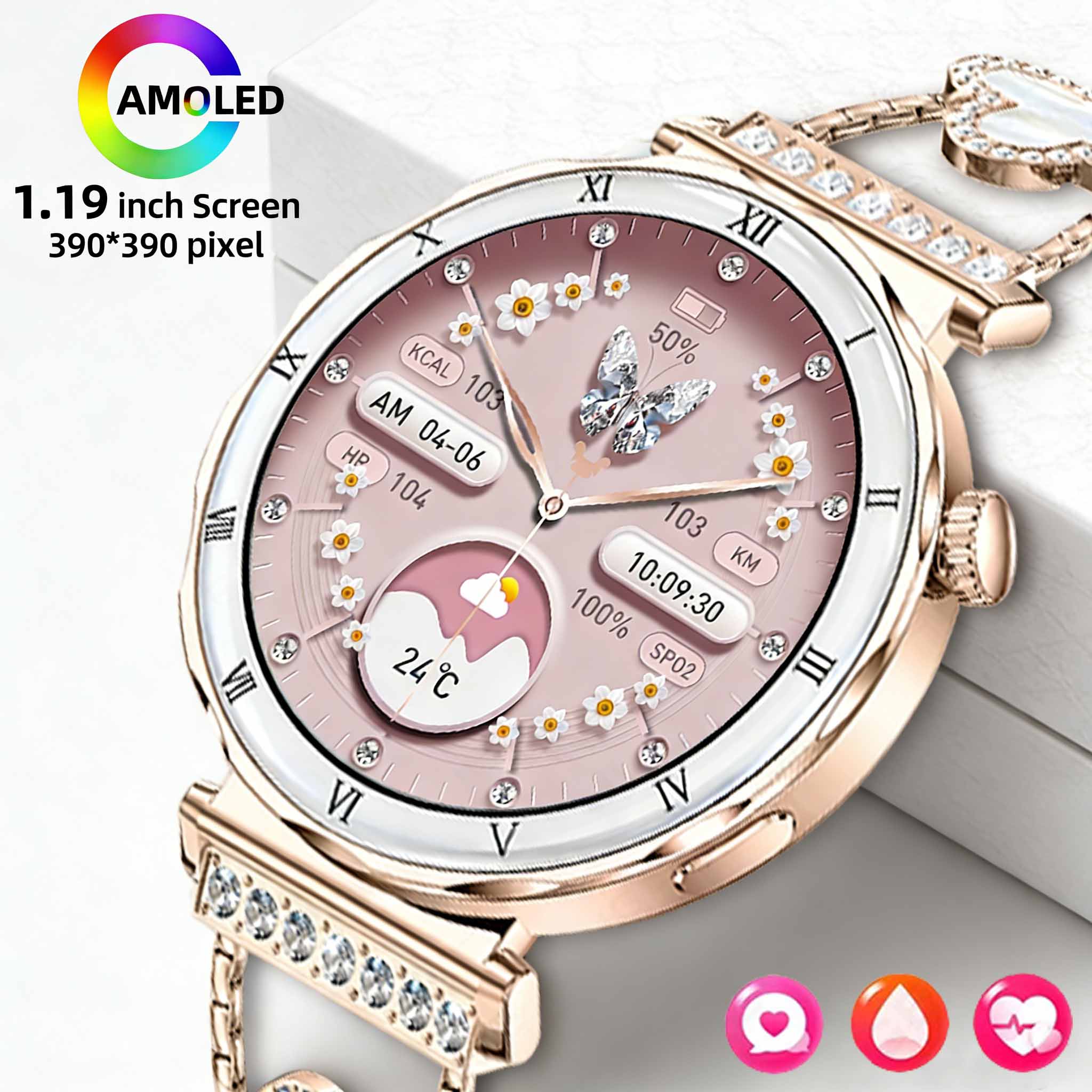 Smartwatch Latest Watches For Women - LIGE 女性スマートウォッチ 1.19 インチ AMOLED HD