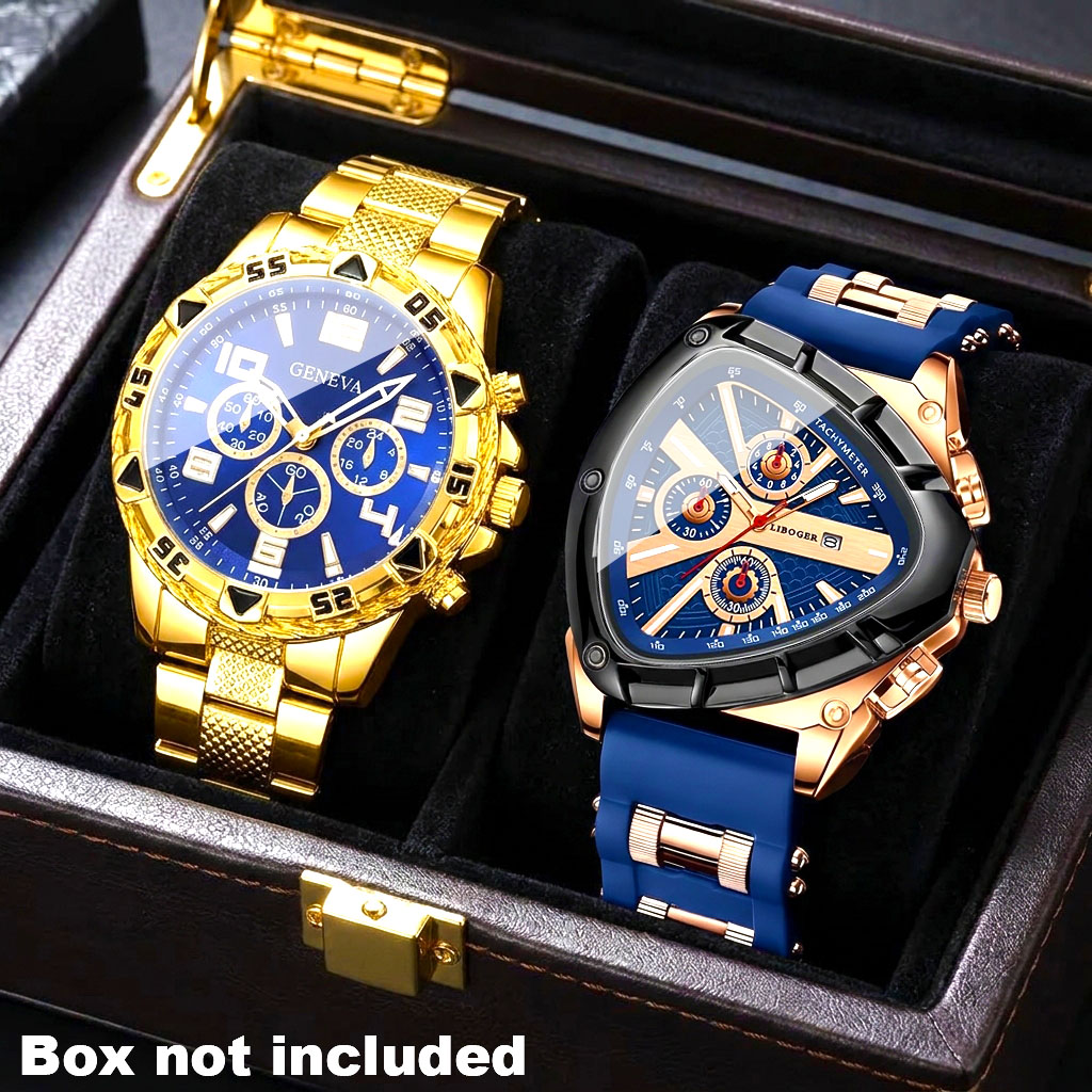 Smartwatch Watches Birthday Gift For Men - メンズファッションラグジュアリーラウンドクォーツ腕時計2個セット - 日常使いやギフトに最適で、男性、父親、友人、親族への誕生日プレゼントやホリデープレゼントに理想的です。