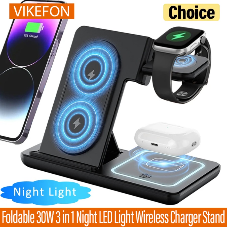 Watches Smartwatch Samsung - 3in1折りたたみ式ナイトLEDライトワイヤレス充電スタンド iPhone Samsung Apple Watch 2-8