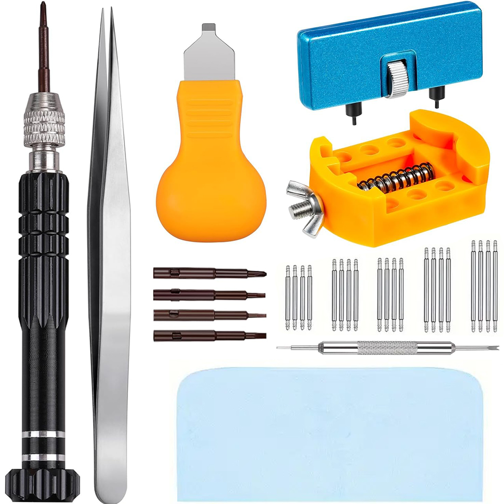 Watchmaker Screwdriver - 時計バッテリー交換キット,ドライバー,時計ケース,栓抜き,スプリングバー,ピンセット,32個
