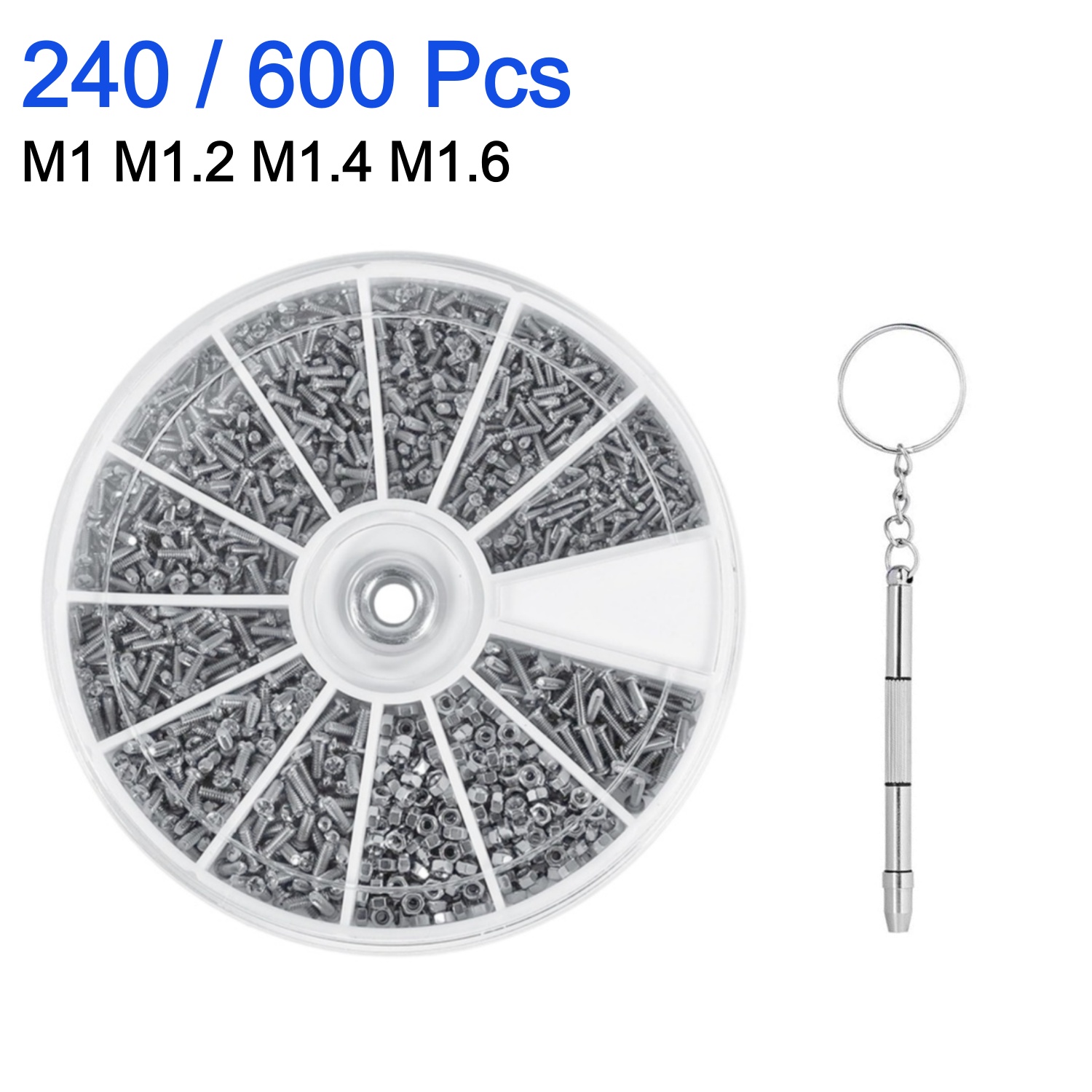 Watchmaker Screwdriver - 240/600個の小さなネジナットドライバーセット、眼鏡サングラス修理ツールネジナット、時計、ガラス製品、電話、トルニージョ用