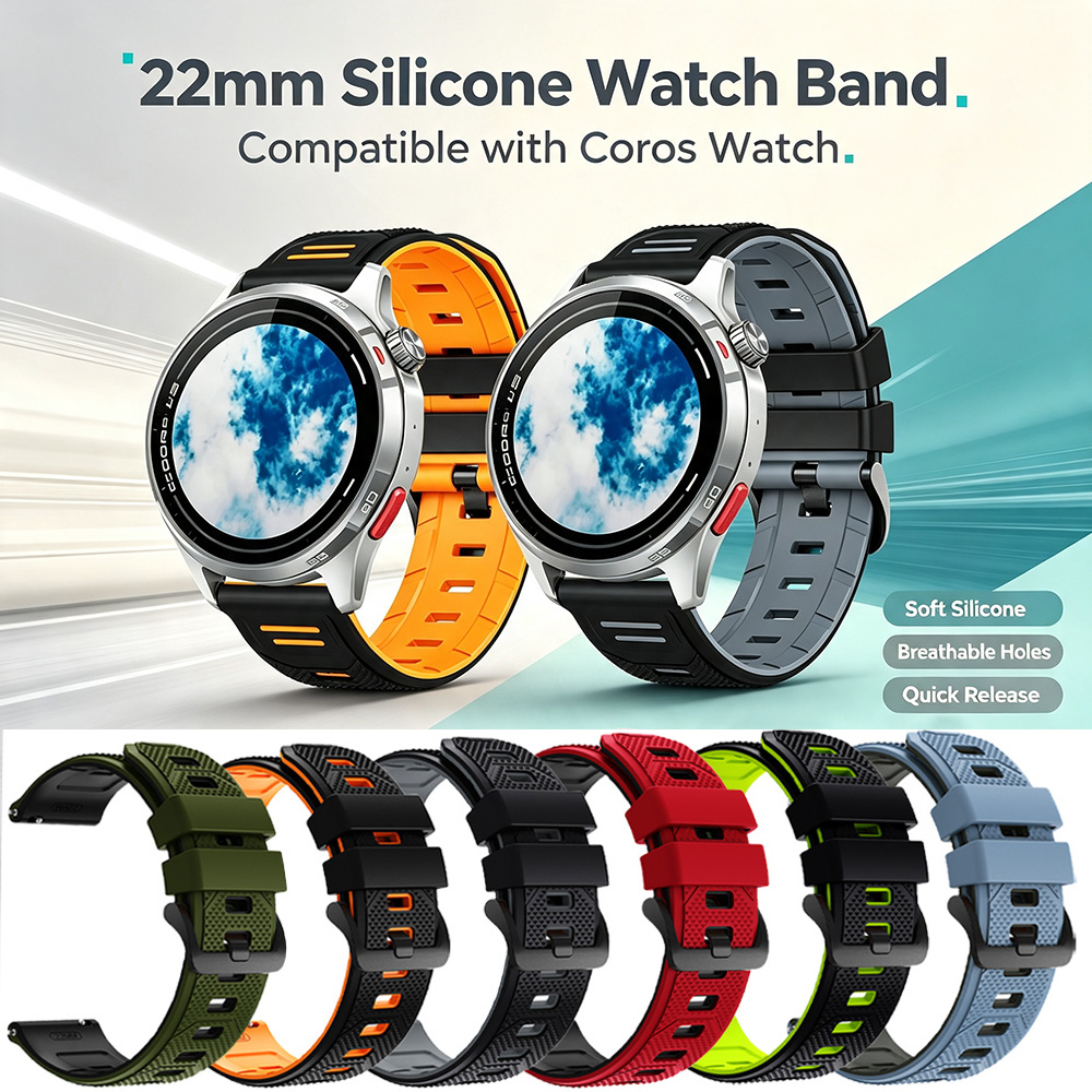 Titan Watches Smartwatch - クイックリリース22mmソフトシリコン製腕時計バンド、デュアルカラースポーツ交換用ストラップ、COROS Watch PACE 4/3/Pro、APEX 4/2 Pro/Pro/46mm、Polar