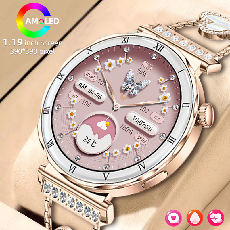 Smartwatch Latest Watches For Women - 高級スマートウォッチ女性レディース腕時計 AMOLED HD スクリーン Bluetooth 通話音声制御音楽プレーヤースポーツフィットネススマートウォッチ