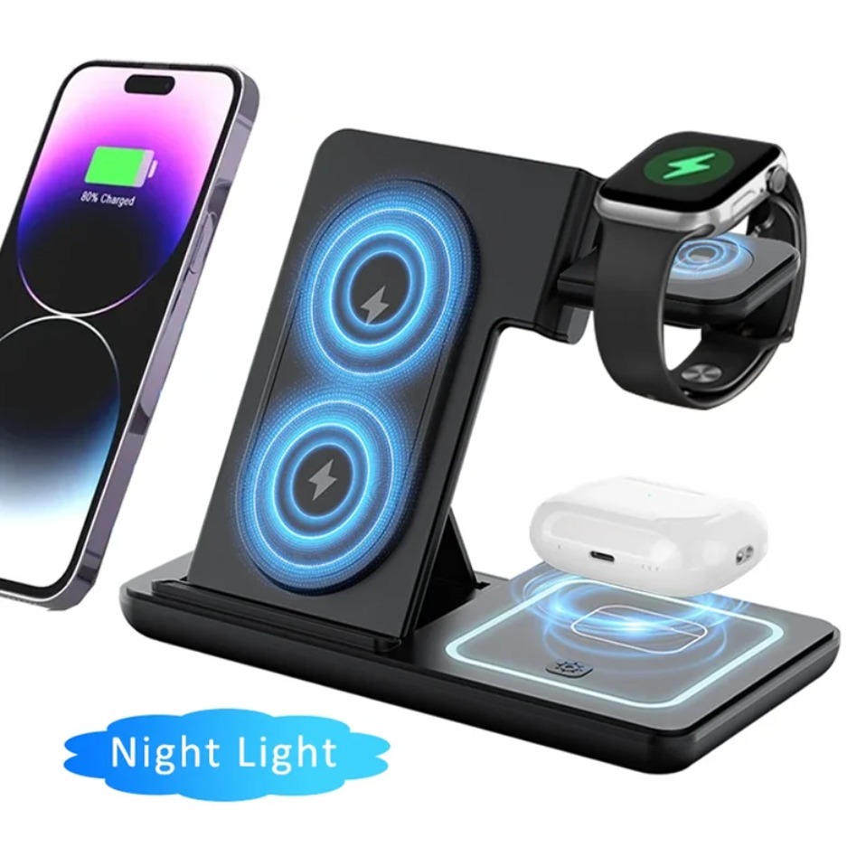 Watches Smartwatch Samsung - ナイトLEDライト付き3in1ワイヤレス充電器 折りたたみ式スタンド iPhone、Samsung、Apple Watch 2-11 SE、Airpods