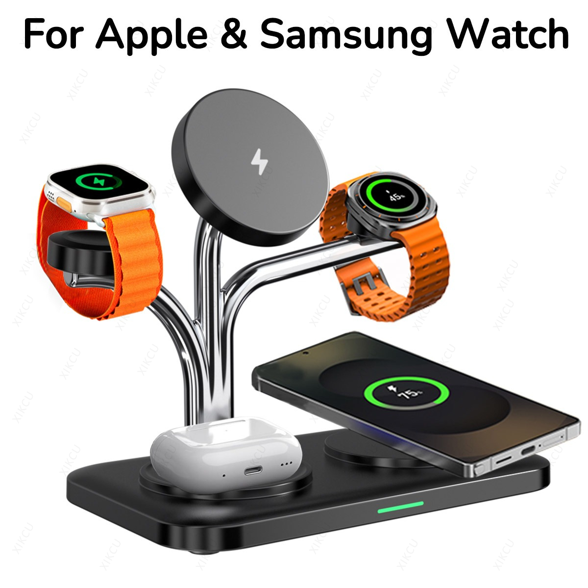 Watches Smartwatch Samsung - 5 in 1 磁気ワイヤレス充電器、デュアルフォンとウォッチの急速充電、iPhone 17～12、Samsung、Apple/Galaxy Watch、AirPods