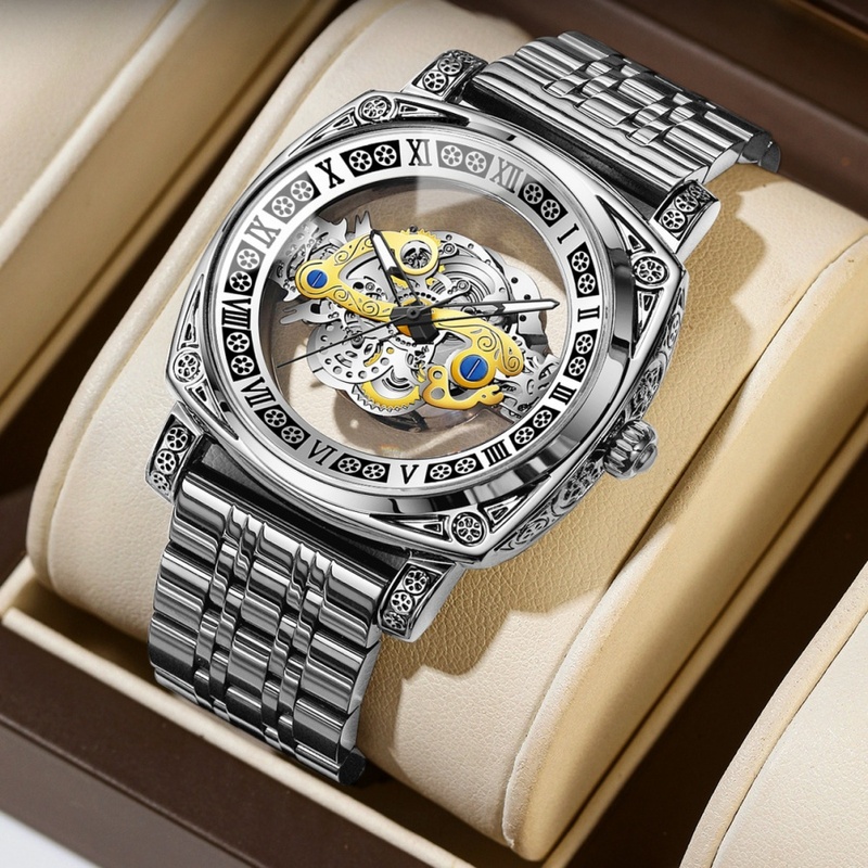 2026年新作ヴィンテージ彫刻腕時計 メンズ用 中空デザイン - Vintage Digital Watch のレビューと価格