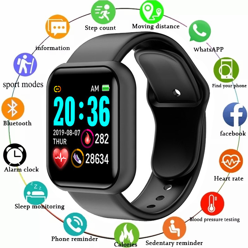 Y68 スマートウォッチ男性女性心拍数酸素血圧モニタリング多 - Watch Smart Y68 のレビューと価格