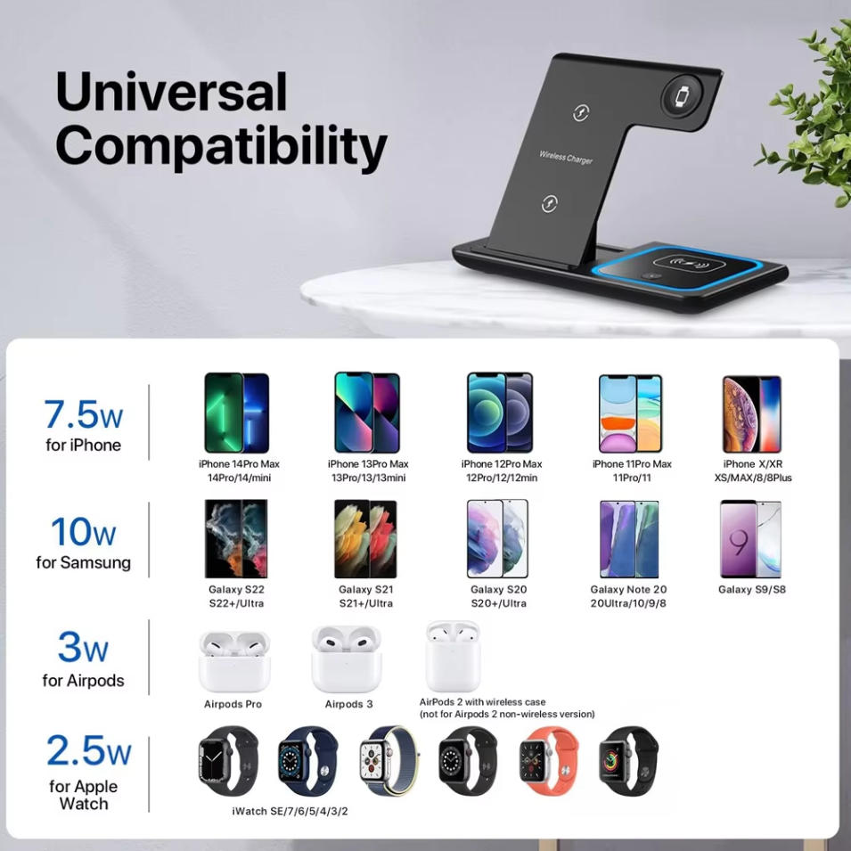 高速ワイヤレス充電器 3-in-1 充電ステーション 折りた - Watches Smartwatch Samsung のレビューと価格
