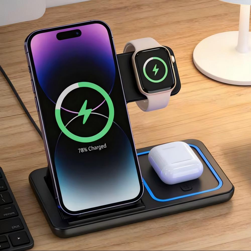 高速ワイヤレス充電器 3-in-1 充電ステーション 折りた - Watches Smartwatch Samsung のレビューと価格