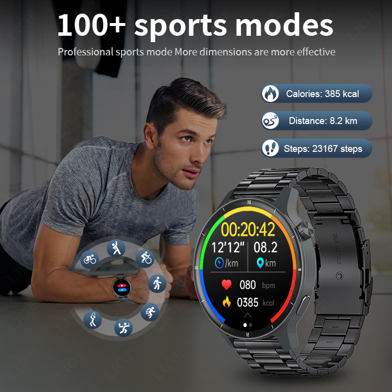 LIGE 3D ダイナミックダイヤルスマートウォッチ女性男性 - Smartwatch Latest Watches For Women のレビューと価格