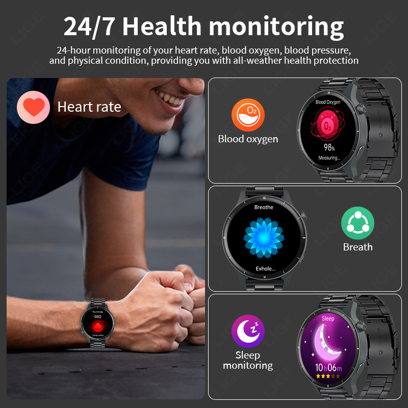 LIGE 3D ダイナミックダイヤルスマートウォッチ女性男性 - Smartwatch Latest Watches For Women のレビューと価格