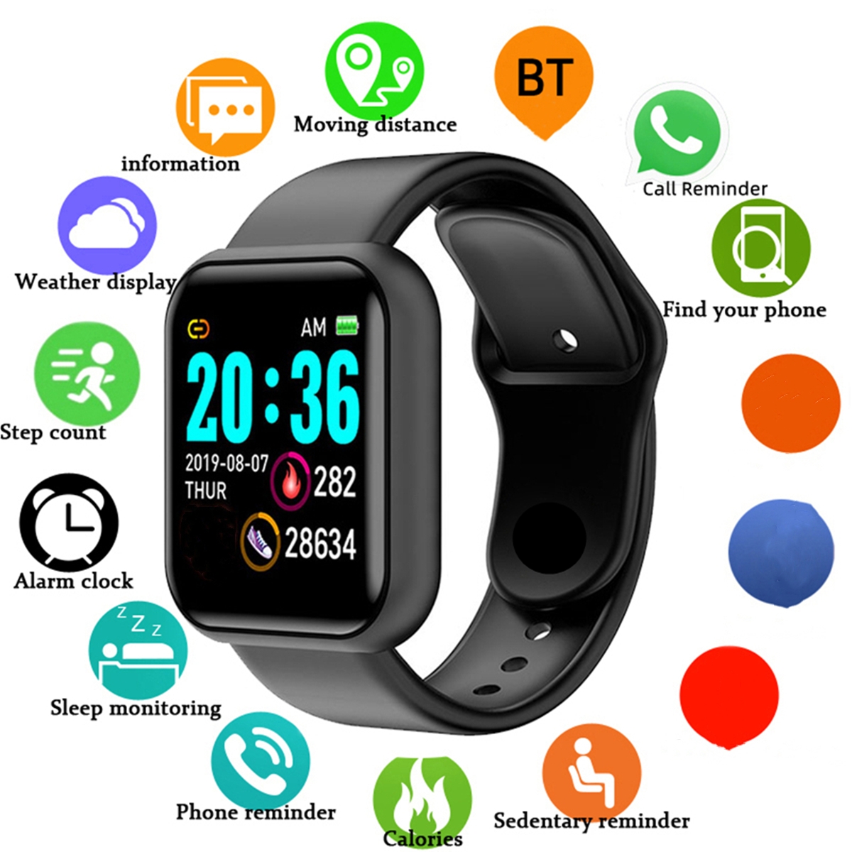 男性スマートウォッチカラースクリーン Bluetooth 女 - Watch Smart Y68 のレビューと価格