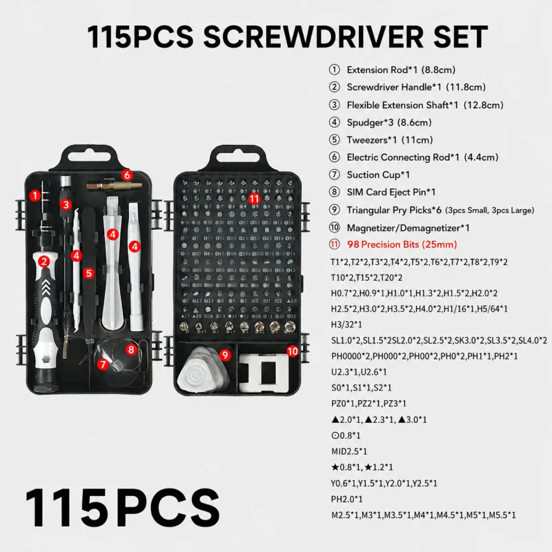 ポータブル115in1磁気ドライバーセットミニ精密修理キット - Watchmaker Screwdriver のレビューと価格