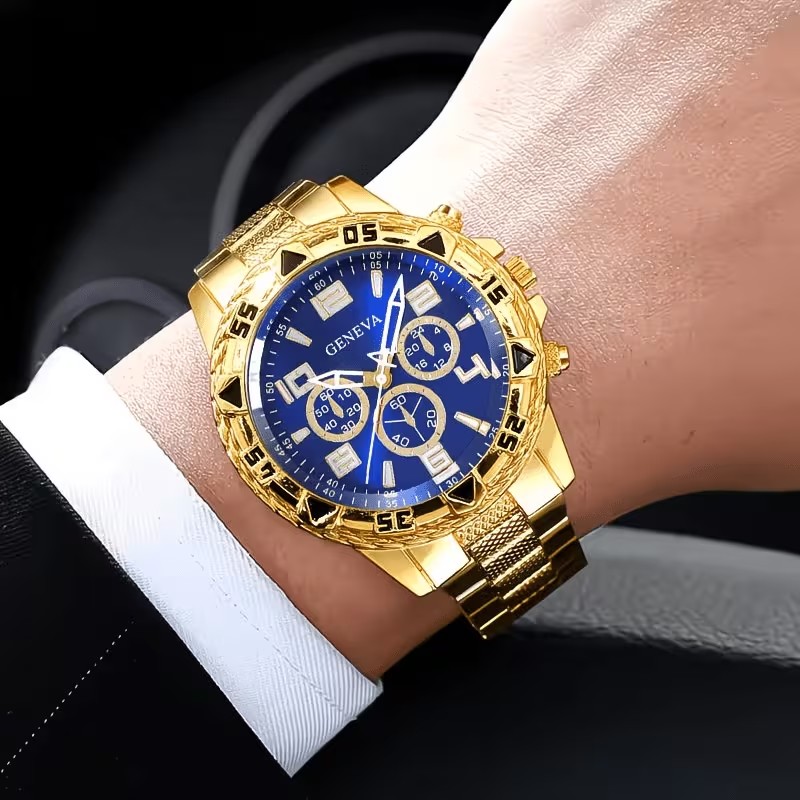 メンズファッションラグジュアリーラウンドクォーツ腕時計2個セ - Smartwatch Watches Birthday Gift For Men のレビューと価格