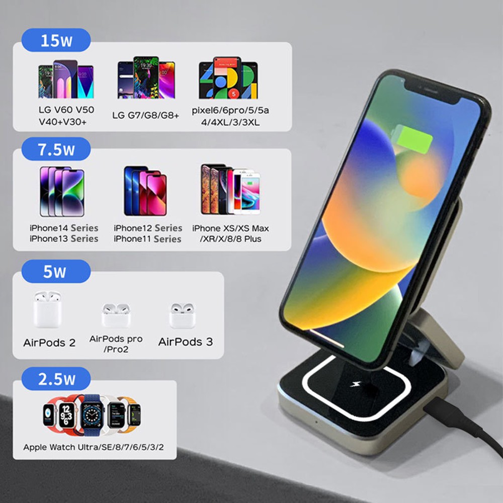 折りたたみ可能な磁気ワイヤレス充電器スタンドマグネットサムス - Watches Smartwatch Samsung のレビューと価格