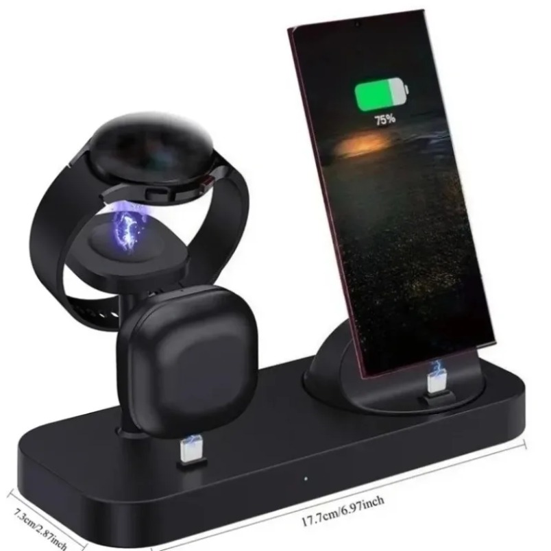 3 in 1 ワイヤレス充電器 デュアルコイル急速充電スタン - Watches Smartwatch Samsung のレビューと価格