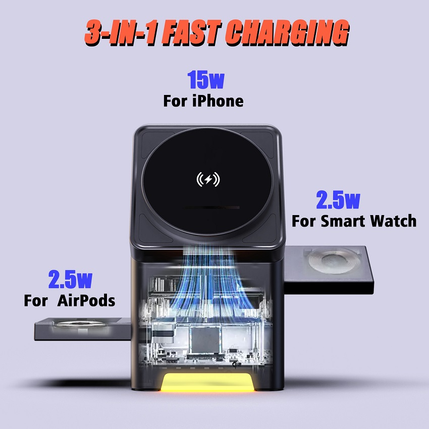 3 in 1 マグネット式ワイヤレス充電器 折りたたみ式 1 - Watches Smartwatch Samsung のレビューと価格